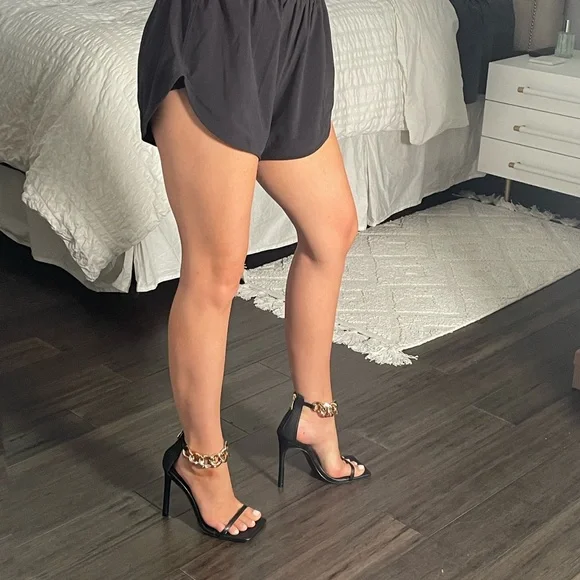 Gold‎ Chunky Ankle Strap High Heels - Picture 11 of 16